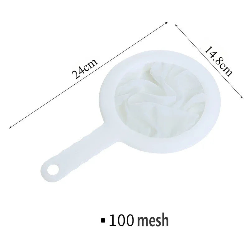 100/200/400 Mesh Washable Nylon Ultra Fine Filter Mesh Strainer Spoon Sieve Soy Milk Juice Coffee Tea Filter Kitchen Colander