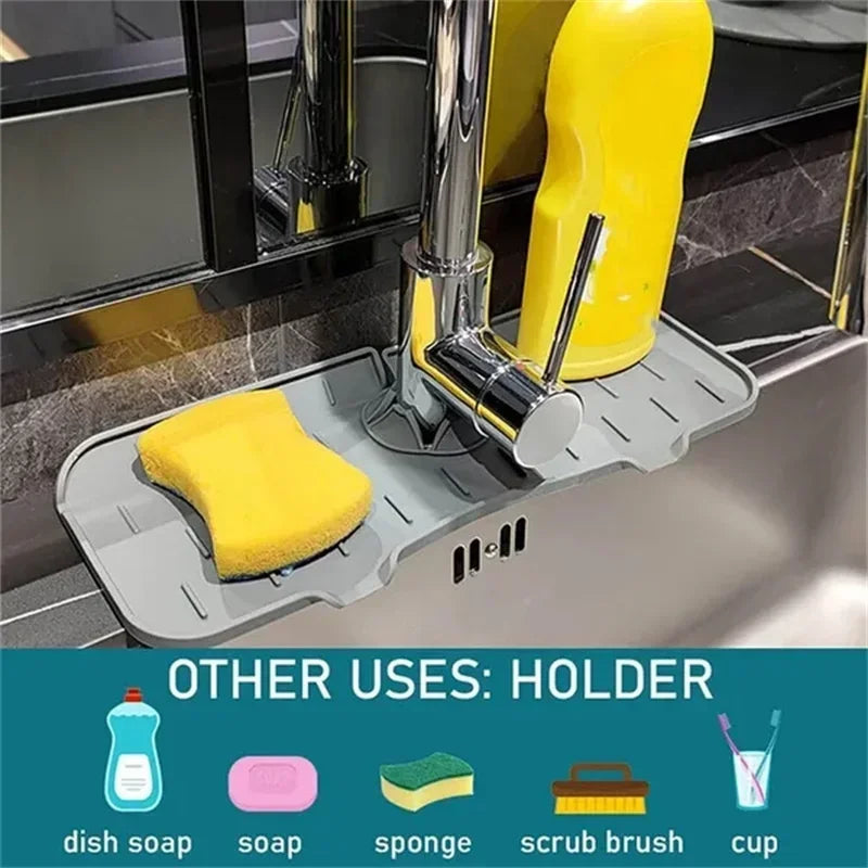 Almohadilla absorbente de silicona para grifo de cocina, repisa, fregadero, protector de salpicaduras, tapete de drenaje para baño, accesorios