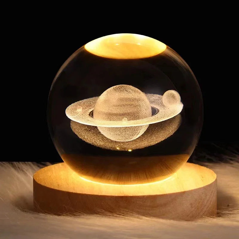 Unique 3D Crystal Ball Lamp with Galaxy and Planetary Projections USB Night Light for Cozy Atmosphere plasma ball