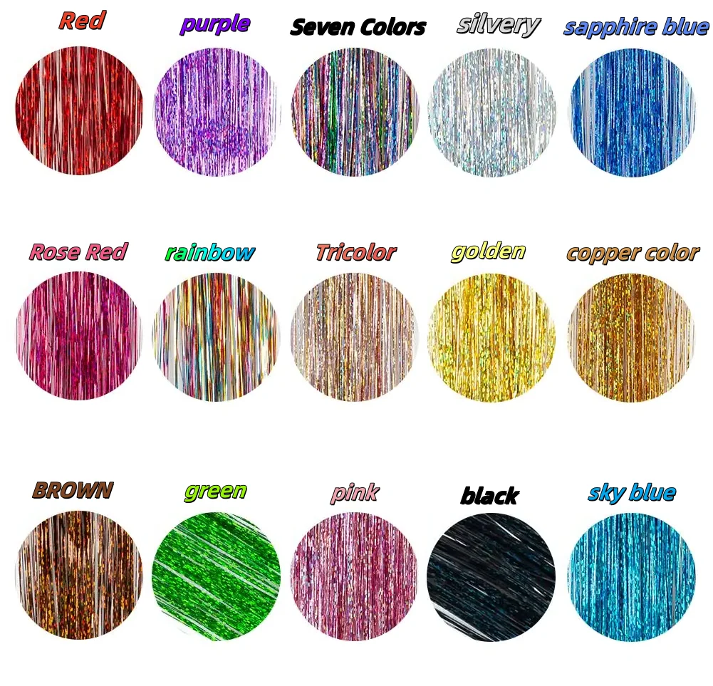 Shiny Sparkle Hair Synthetic Hair Glitter Hair Extension Woman Clip in hair Hairpieces