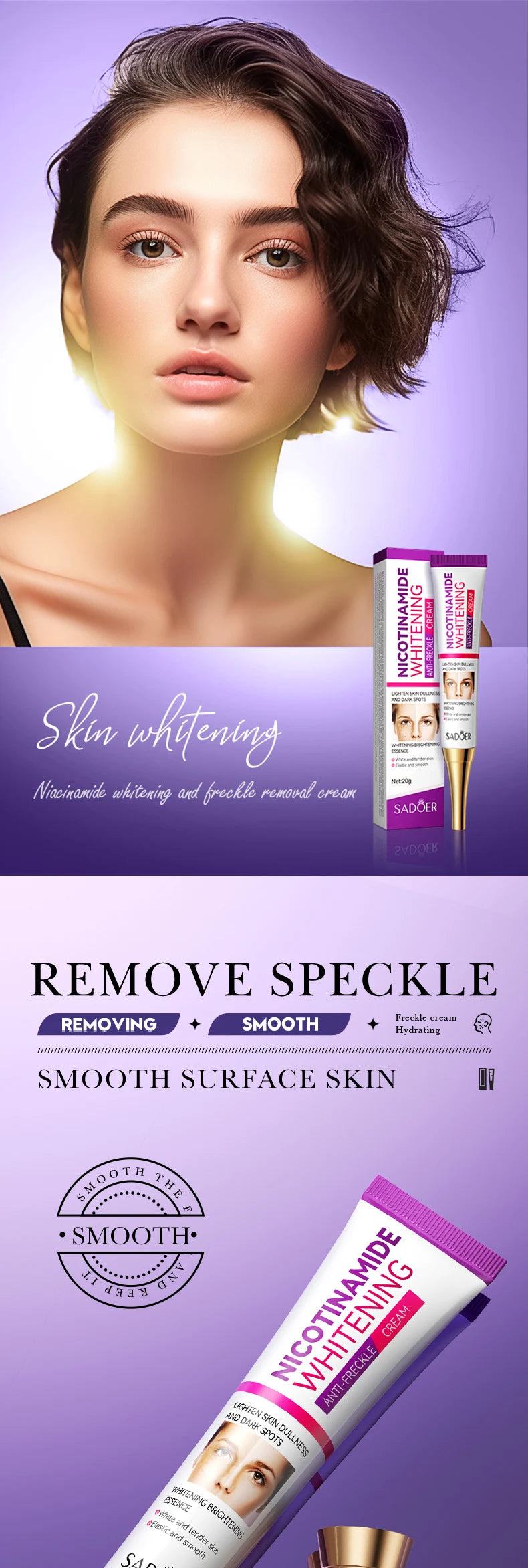 Niacinamide evens skin tone, whitens and removes freckle cream, deeply nourishes, moisturizes, hydrates and brightens the cream