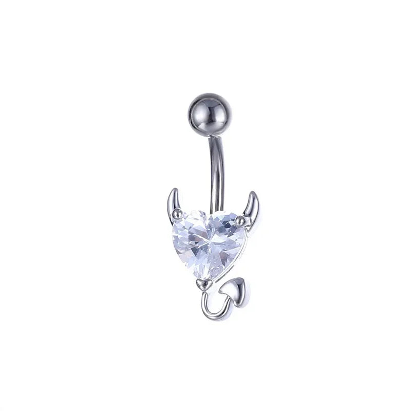 Snake Belly Button Ring Dangle Navel Piercing Ring Heart Belly Ring Zircon Navel Rings Body Piercing Jewelry Umbilical Pircing