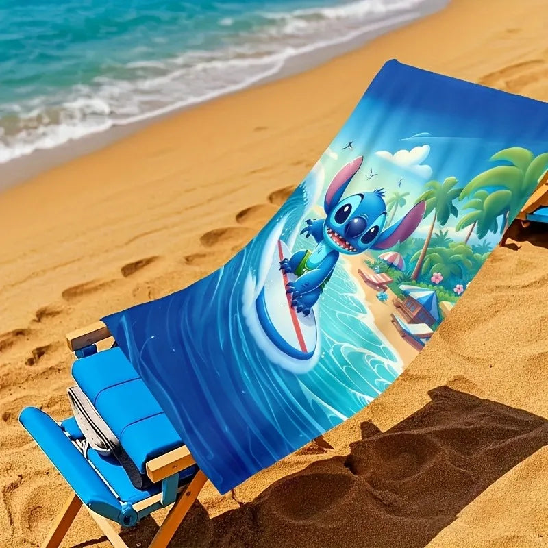 Stitch on Surf: Adorable Beach Towel for Summer Fun! Suitable for towels, bath towels, beach towels, party decorations, gifts