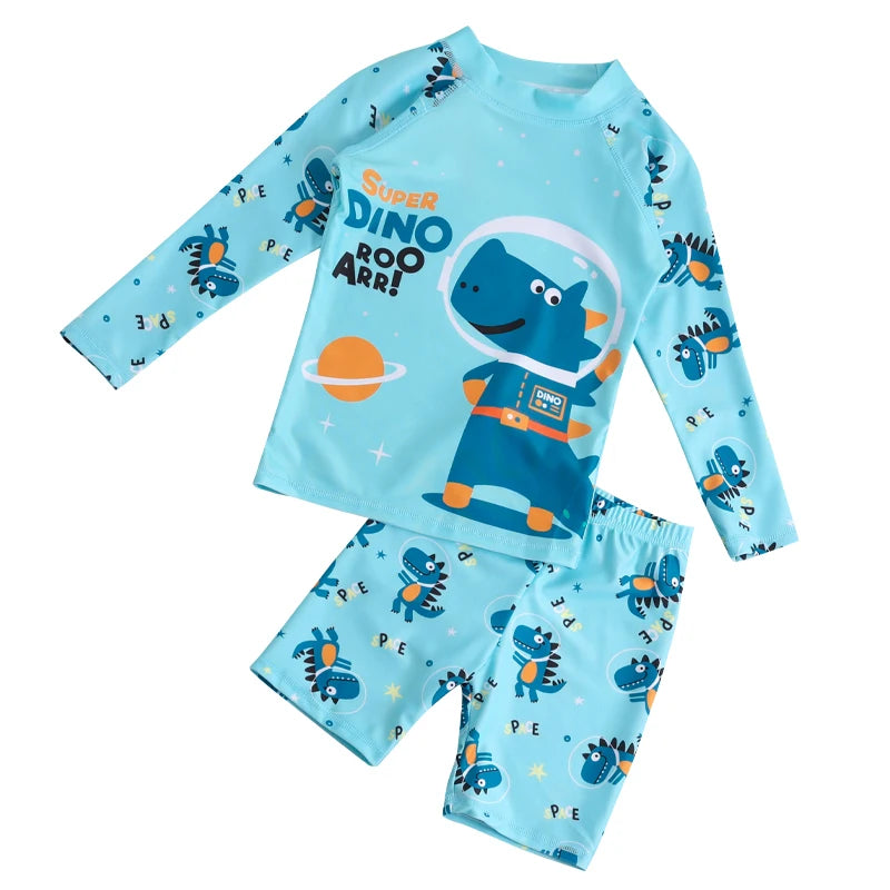 2025 Boy Girl Swimwear Swim Suits Sun Protective Long Sleeve Dinosaur Unicorn Children Swimsuits Bathing Suit Kids Swimming Suit