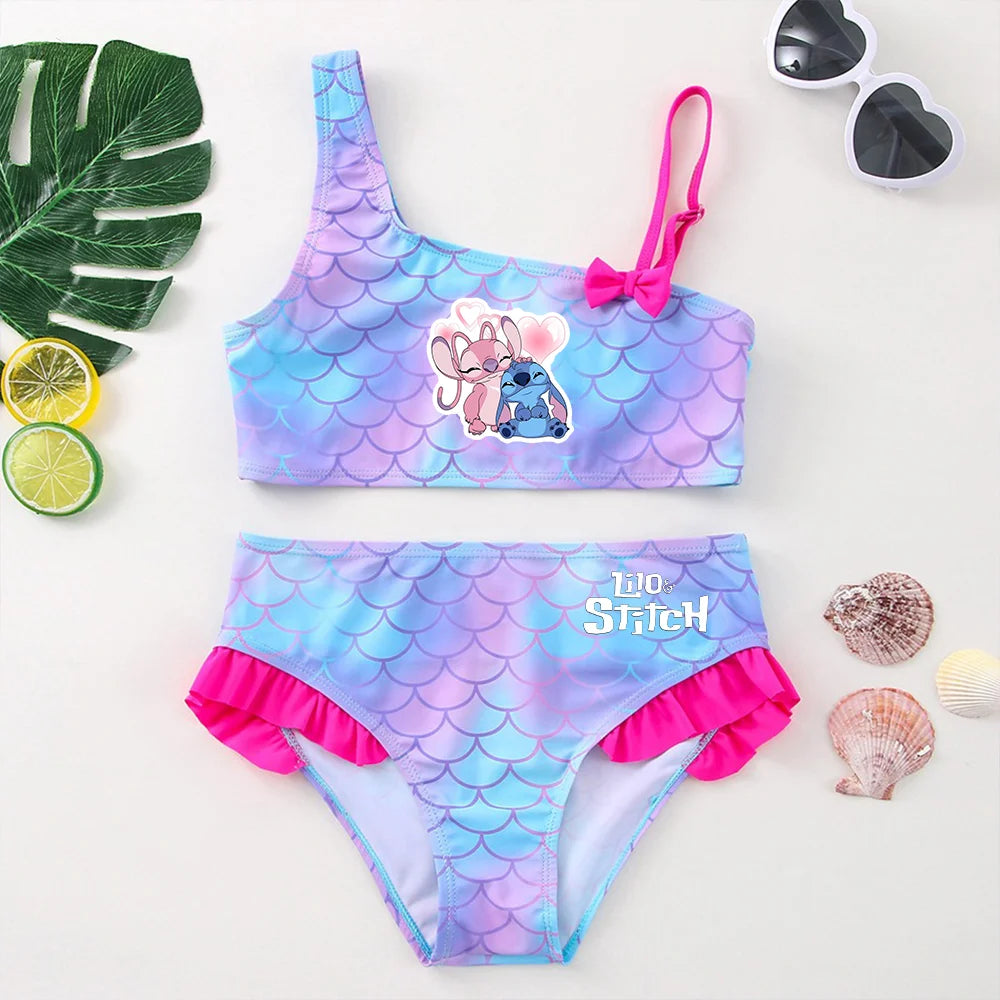 Lilo Stitch Girls Tankini Swimsuits Summer Beach wear Children Kids Wear Bathing Suits Two-pieces Bikini Dresses Fashion