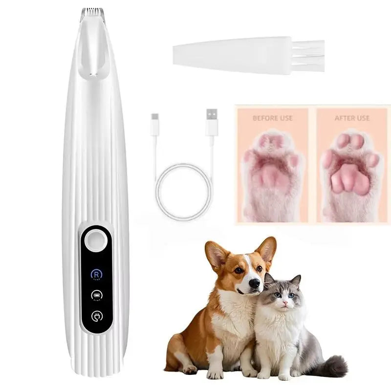 New Dog Paw Trimmer with Led Light Rechargeable Cordless Nail Grinder Shaver for Cats and Other Pets Hair Grooming Tools