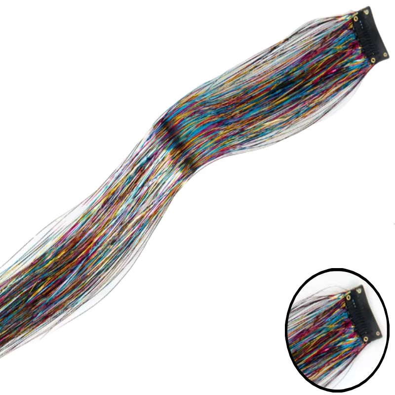 Shiny Sparkle Hair Synthetic Hair Glitter Hair Extension Woman Clip in hair Hairpieces