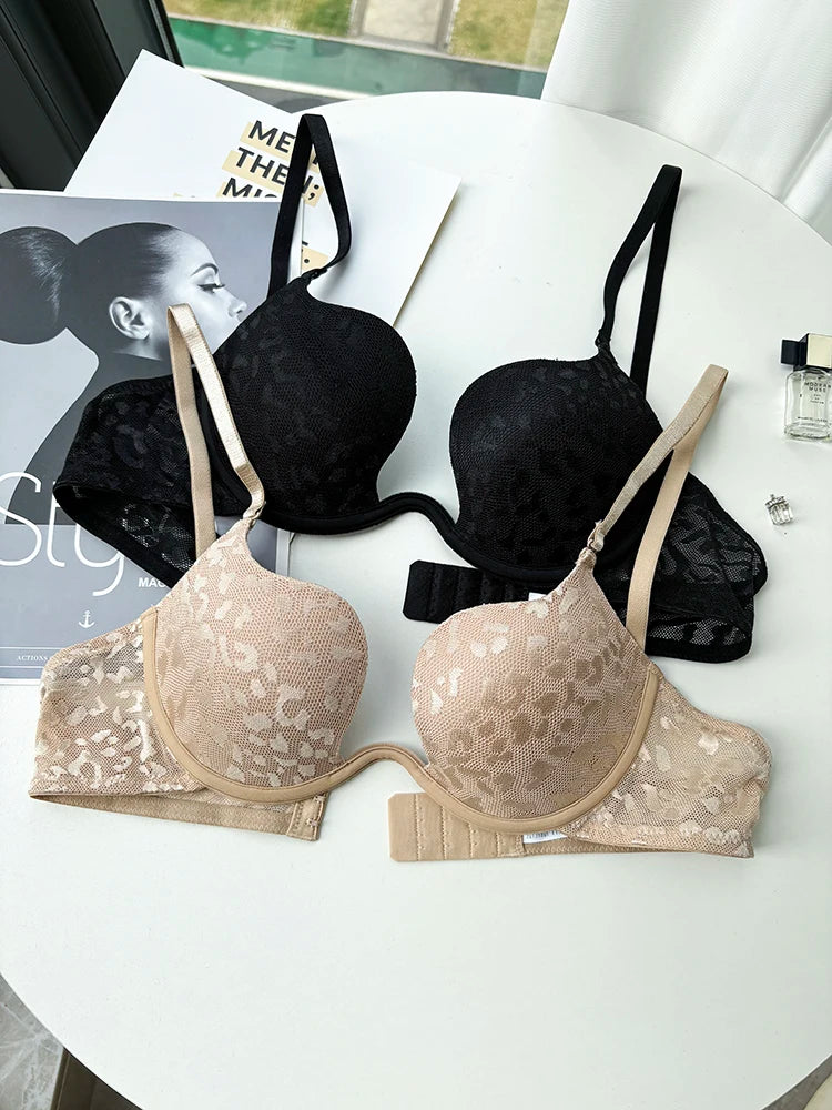 Women Invisible Deep U Lingerie Set Sexy Underwear Low Cut Push Up Open back Bra Intimates Female Bra Set Large size 90CD 95CD