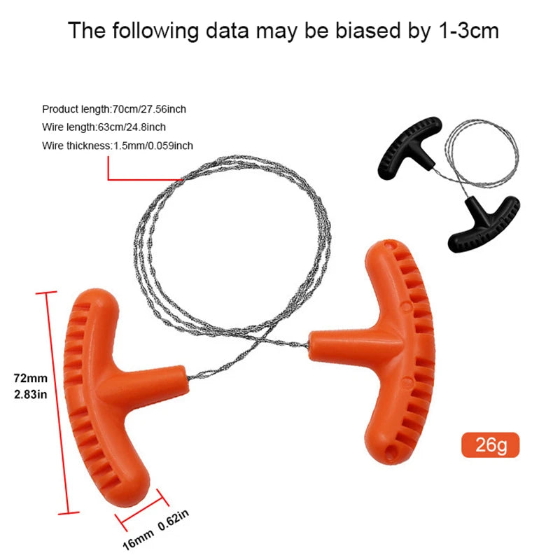Outdoor Camping Hiking hand rope saw Portable Stainless Steel Wire Saw with Finger Handle Survive Tool camping accsesorios