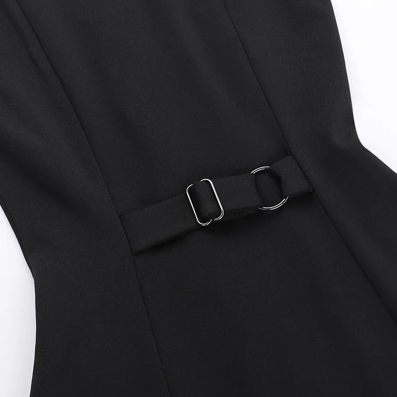 Fashion Sleeveless Sexy Mini Dress For Women New O Neck Single-btrasted Bodycon Club Party Tank Dress Femme Clothes vestidos