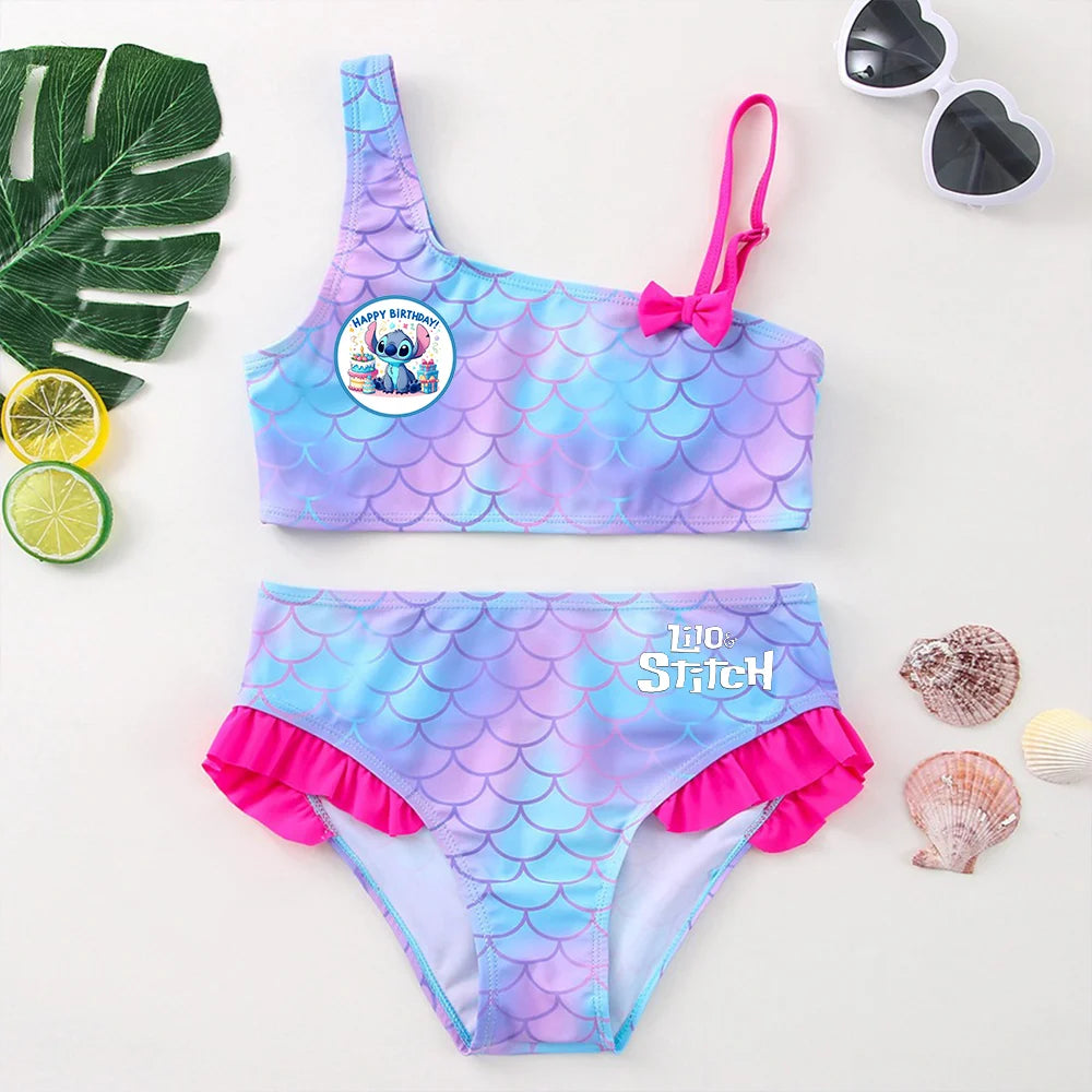 Lilo Stitch Girls Tankini Swimsuits Summer Beach wear Children Kids Wear Bathing Suits Two-pieces Bikini Dresses Fashion