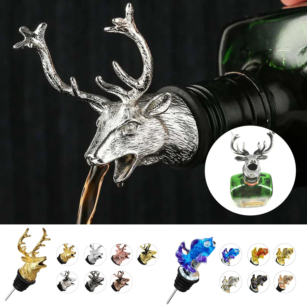 Wine Pourer Alloy Deer Elk Wine Stopper Cocktails Beer Whiskey Dispenser Bar Accessories