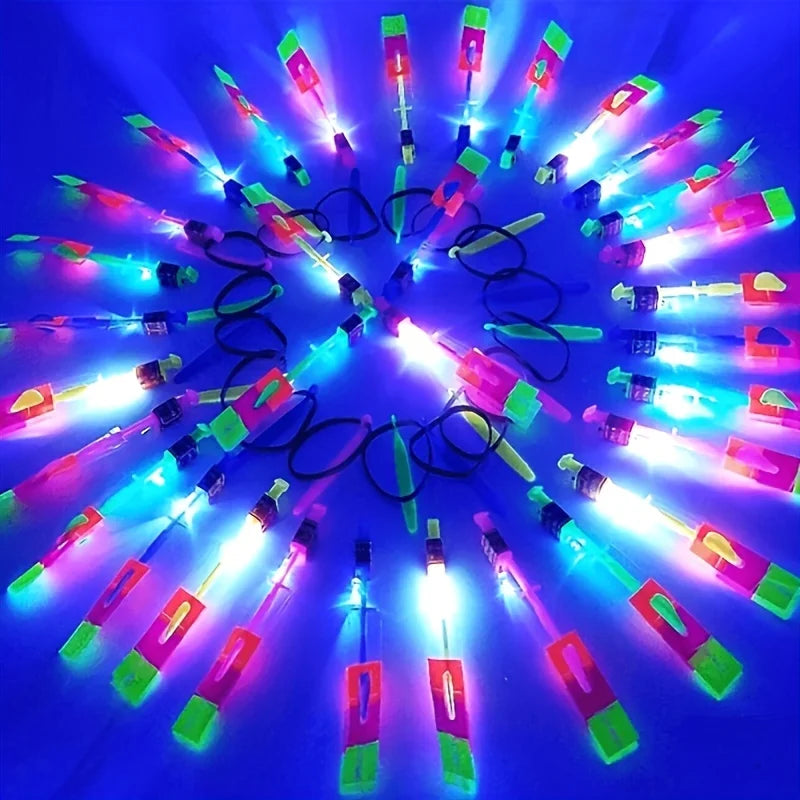 10pcs Led Light Rockets - Bright Flying Toys with Slingshot Launchers, Party Favors for Birthdays, Halloween, Christmas