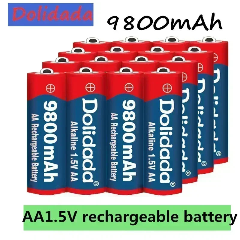 2025 New AA9800 MAH Rechargeable Battery AA 1.5 V Rechargeable New Alcalinas Drummey+Charger