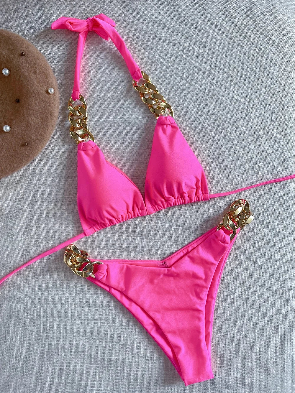 RUOTONGSEPT New Sexy Bikini 2023 Triangle Bathing Suit for Women Brazilian Bikini Set 2-piece Halter Swimwear Push Up Swimsuit
