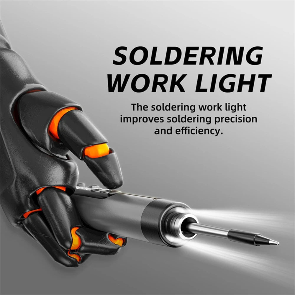Saldatore USB con regolazione intelligente della temperatura, set di saldatore senza fili con luce di lavoro a LED