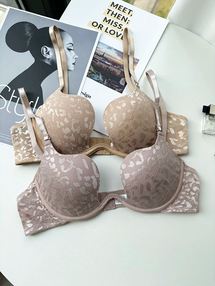 Women Invisible Deep U Lingerie Set Sexy Underwear Low Cut Push Up Open back Bra Intimates Female Bra Set Large size 90CD 95CD