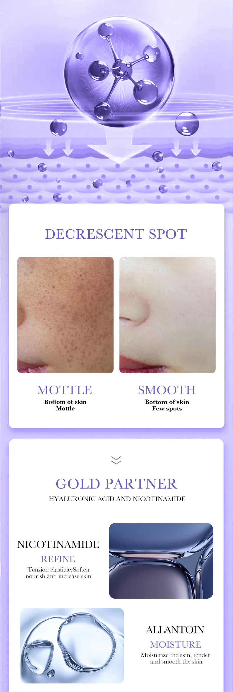 Niacinamide evens skin tone, whitens and removes freckle cream, deeply nourishes, moisturizes, hydrates and brightens the cream