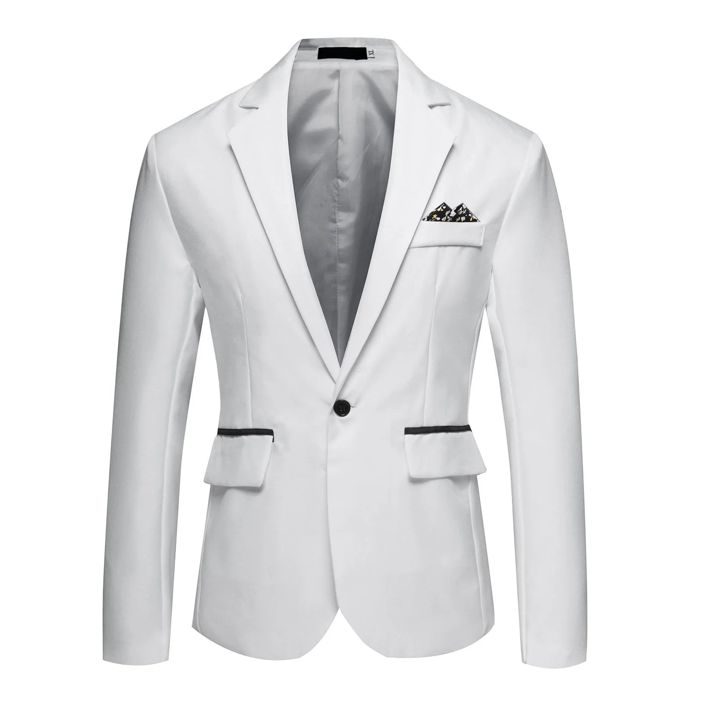 Men Blazer Formal Business Style Slim Fit Single Button Suit Jacket Solid Color Lapel Satin Groom Wedding Banquet Men Suit Coat
