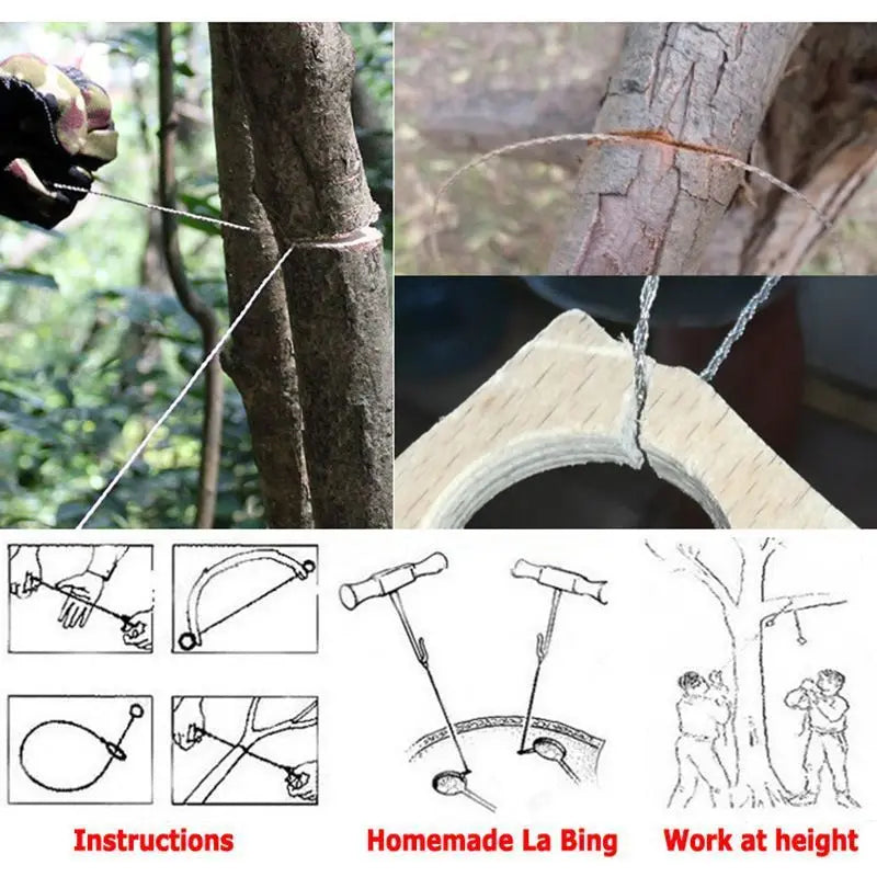 Outdoor Camping Hiking hand rope saw Portable Stainless Steel Wire Saw with Finger Handle Survive Tool camping accsesorios