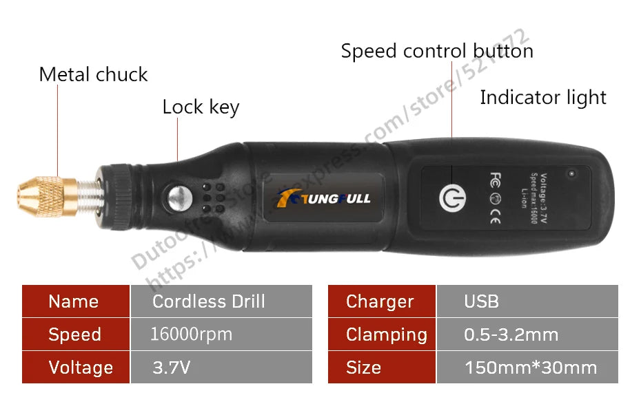 Strumento per incisione USB, utensile Dremel, trapano a batteria, utensile rotante, mini trapano elettrico senza fili, lucidatrice ricaricabile
