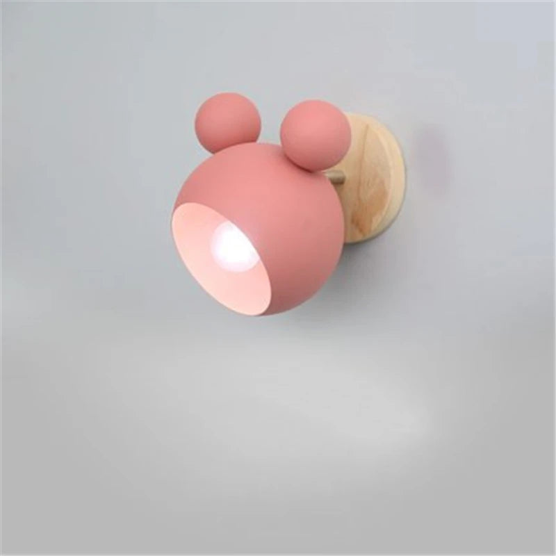 Nordic Mickey Wall Lamp Bedroom Parlor Wall Light Study Applique Murale Luminaire Simple and Lovely Children's Room Wandlamp