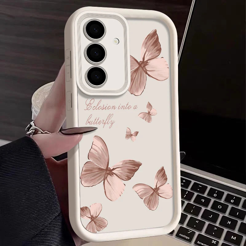 Gold Butterfly Soft TPU Case For Samsung Galaxy S21 S22 Ultra Plus