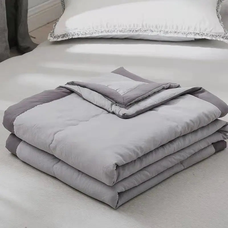 Plain Duvets Spring Summer Soft Comforter Quilt Skin-friendly Washable Dorm Twin Double Size Lightweight Bedding Bedroom Quilted