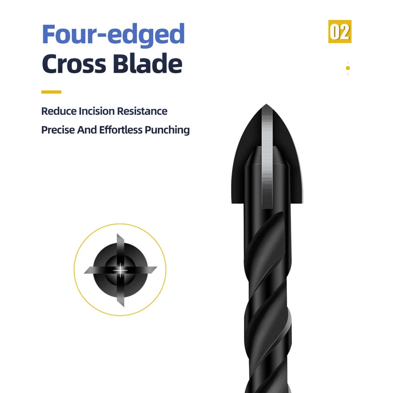Cross Hex Drill Bit Set For Concrete Porcelain Tile Glass Metal Professional Multifunction Drill Bits Kit Tools Carbide Drills