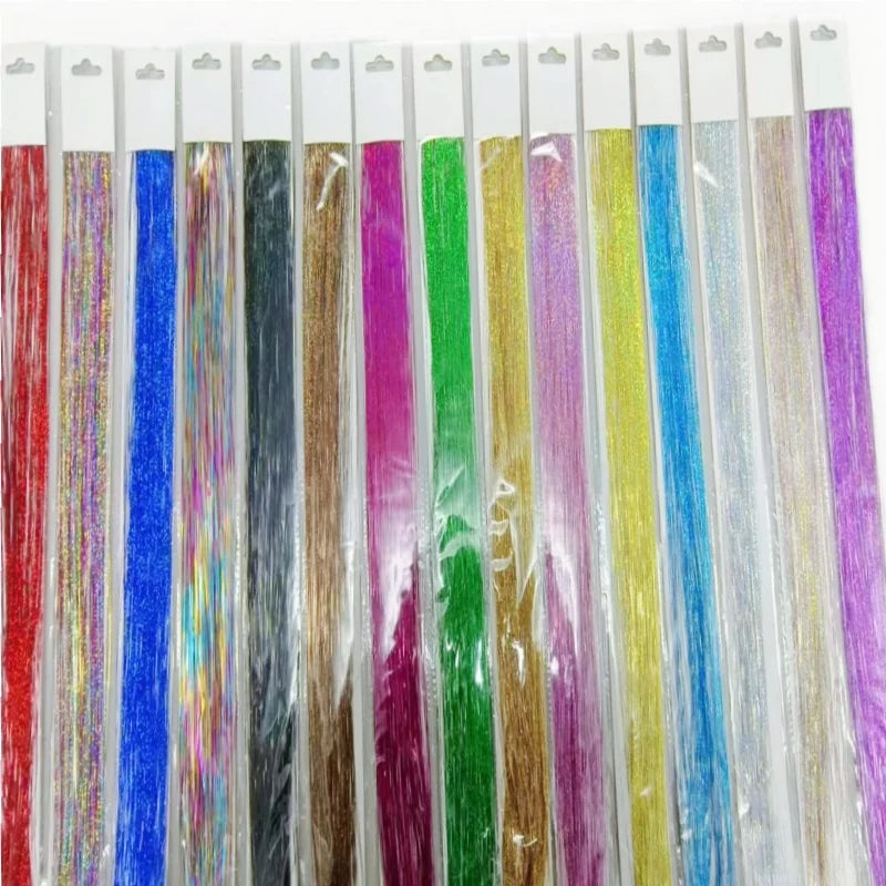 Shiny Sparkle Hair Synthetic Hair Glitter Hair Extension Woman Clip in hair Hairpieces