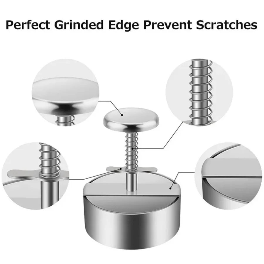 Hamburger Patty Maker Press 304 Stainless Steel Non-Stick Round Manual Rice Ball Mold Thickness Adjusted Kitchen Beef BBQ Tools