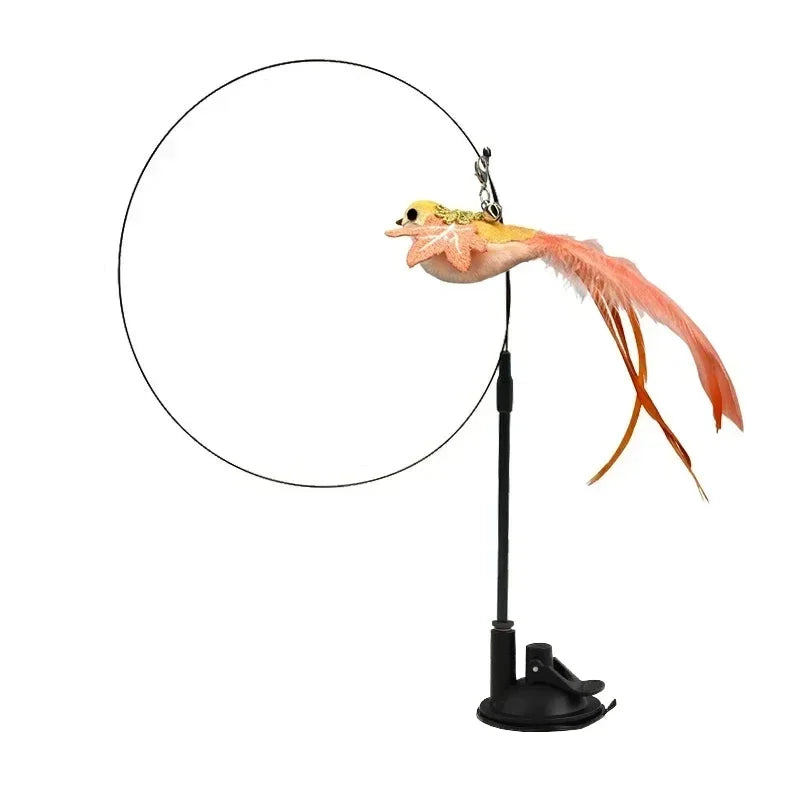 Simulation Bird Cat Toys Funny Interactive Peacock with Bell Cat Stick Toy for Kitten Playing Teaser Wand Toys Pet Cats Supplies