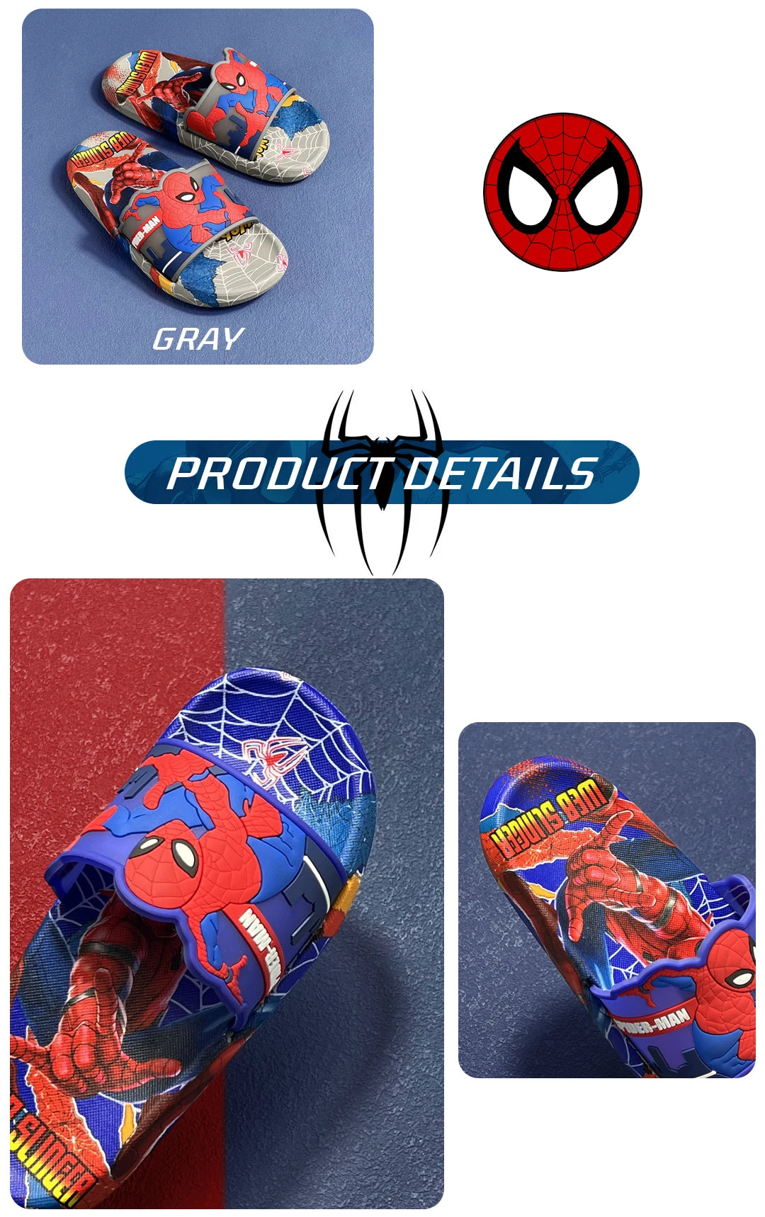 Cartoon Anime Children's Toddler Slippers Superhero Pattern Open Toe Sandals For Boys And Girls Slides