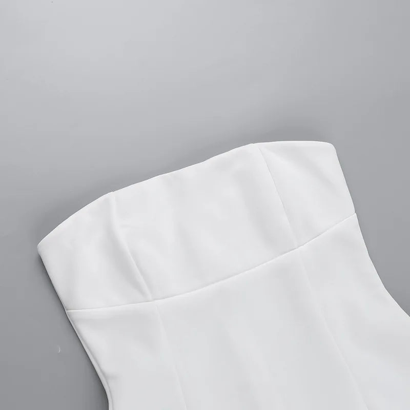 Sleeveless Sexy Tube Top Mini Dresses Solid Patchwork High Waist Summer Fashion Female Bodycon Plunge Vacation Strapless Dress