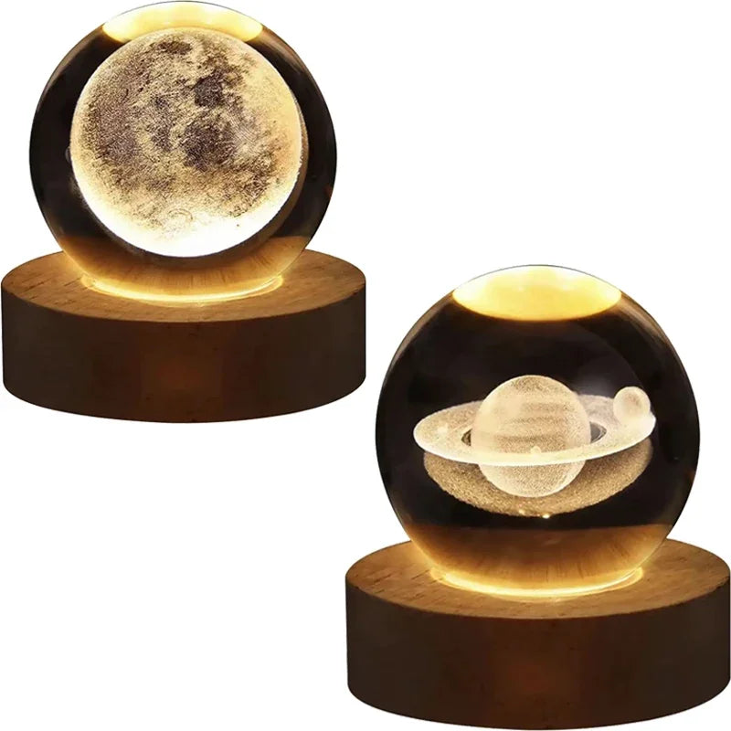 Unique 3D Crystal Ball Lamp with Galaxy and Planetary Projections USB Night Light for Cozy Atmosphere plasma ball