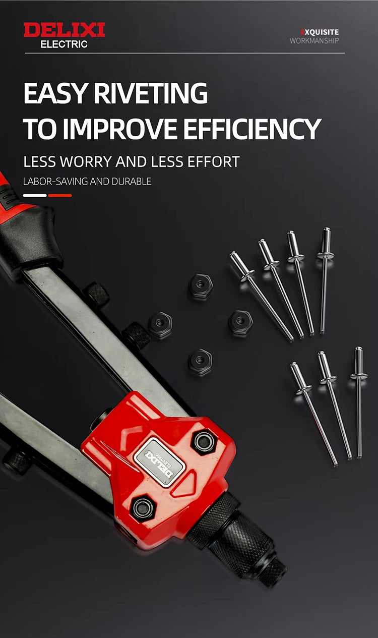 DELIXI ELECTRIC Rivet Gun,Manual Professional Pull Gun High Lever More labor-saving,TighteningandRiveting of Metal SheetandPipe
