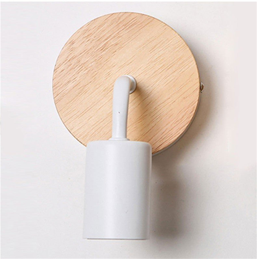 E27 Wood Iron Wall Lamp for Bedroom Bedside Nordic Wall Sconce Background Wall Aisle Lights Wooden Reading Luminaire