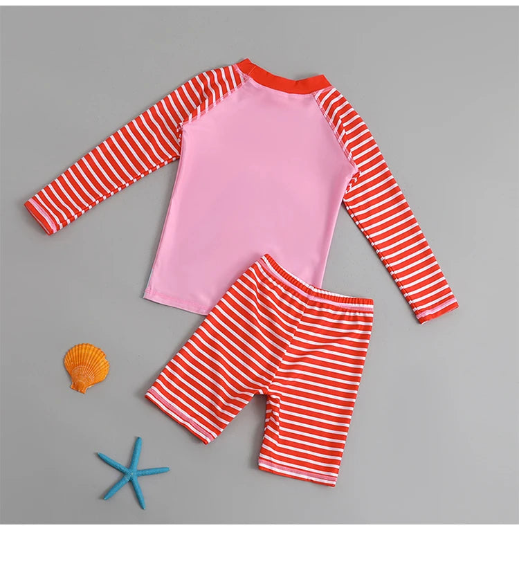 2025 Boy Girl Swimwear Swim Suits Sun Protective Long Sleeve Dinosaur Unicorn Children Swimsuits Bathing Suit Kids Swimming Suit