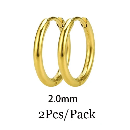 Minimalist Stainless Steel Huggie Hoop Earrings For Women Men Gold Color Tiny Round Circle Earring Punk Rock Statement Jewelry