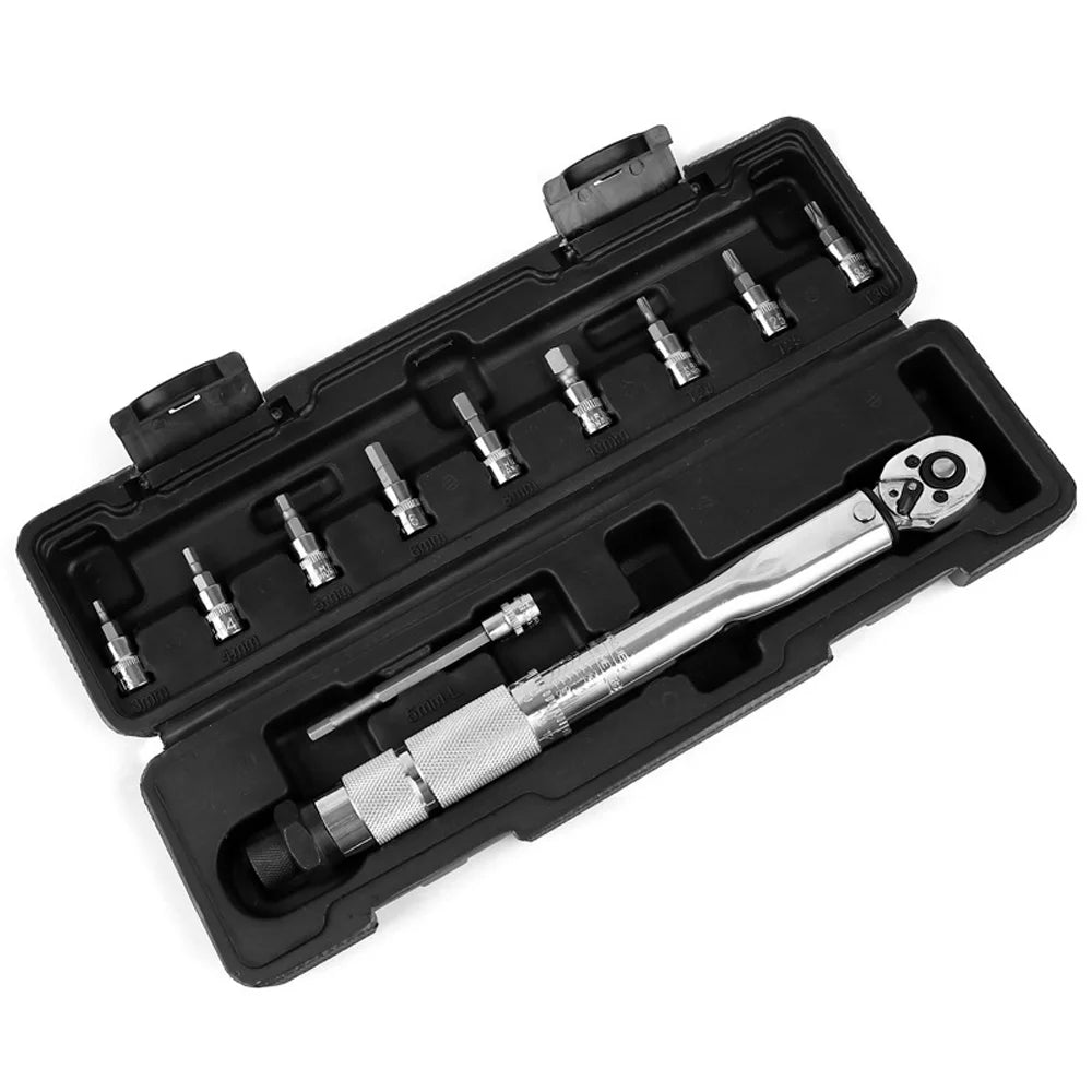 5-25Nm Quick-release Torque Wrench Set Car Repair Tool 1/4'' Ratchet Wrench Kit 11pcs Torque Spanner Screwdriver Bits Hand Tool