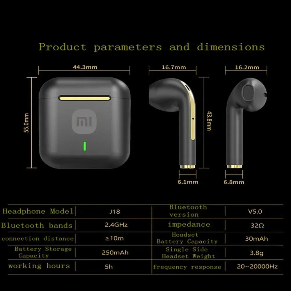 XIAOMI J18 True Wireless Earphone Noise Cancelling Headphone HiFI Stereo Game With Micr TWS In Ear Earbuds Waterproof Headset
