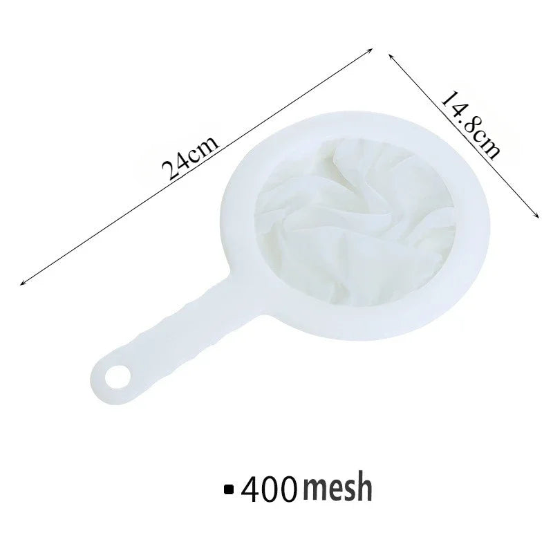 100/200/400 Mesh Washable Nylon Ultra Fine Filter Mesh Strainer Spoon Sieve Soy Milk Juice Coffee Tea Filter Kitchen Colander