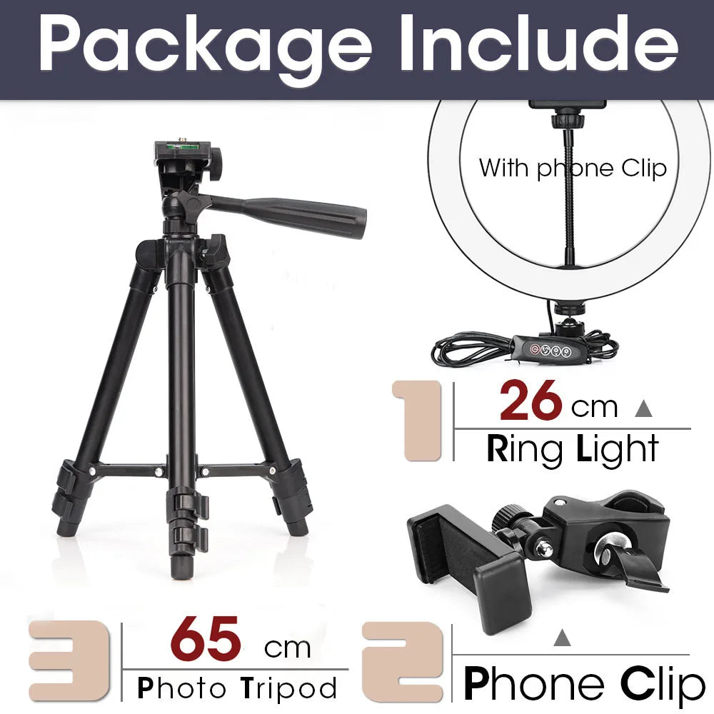 LED Photography Light Selfie Ring Light Lamp With Tripod For Phone Holder Stand Photo Lamp Ringlight For Live Video Streaming