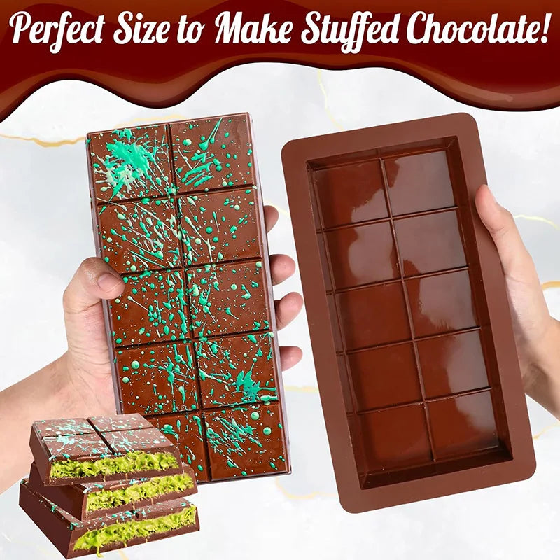 Stampi per barrette di cioccolato, barrette in silicone, stampo per cera fusa, facile da staccare, rettangolari, durevoli, per proteine ed energia, regalo fatto a mano