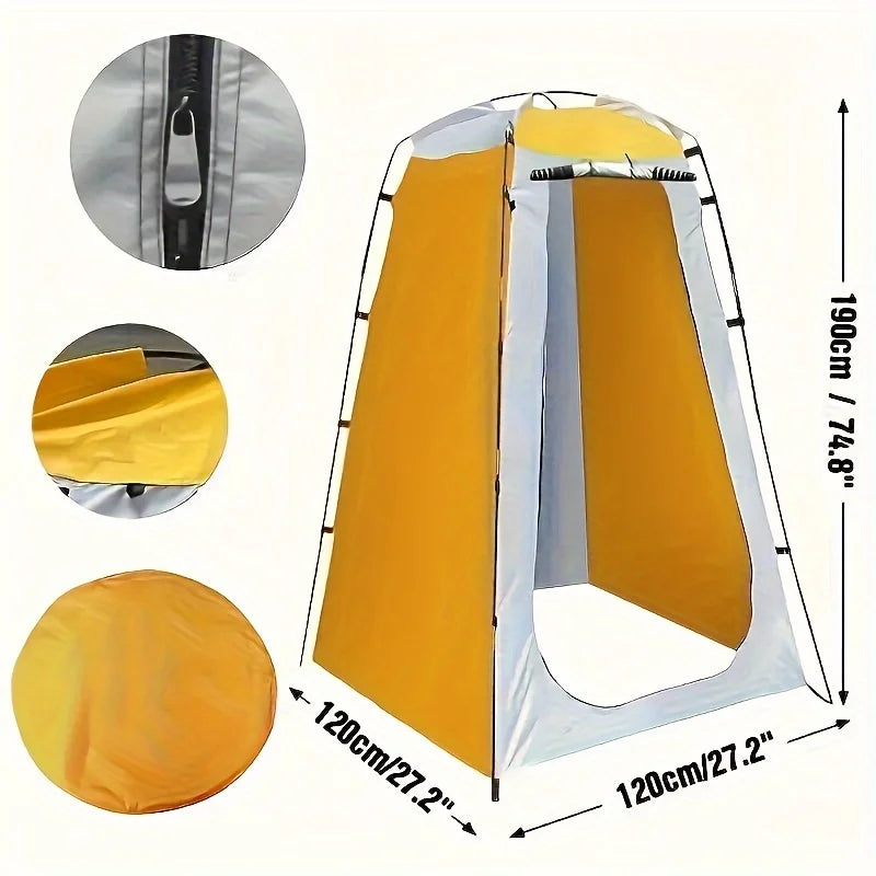 1pc 120x120x190cm New Camping Shower Tent with Portable Toilet and Changing Room Outdoor Shower Shelter for Hiking and Adventure