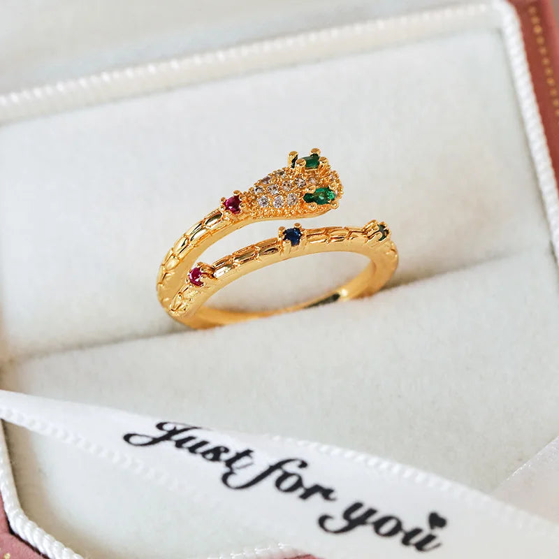 New Arrival Elegant and Luxurious Colored Zircon Inlaid Ring Fashion-forward Women Stylish Open Finger Ring with Colorful Zircon