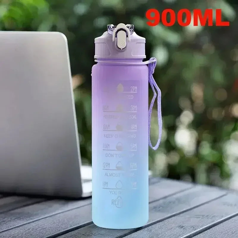 3PCS Sports Water Bottle for Running Drinking Bottle 2L Motivational with Time Marker Stickers Portable Reusable Plastic Cups