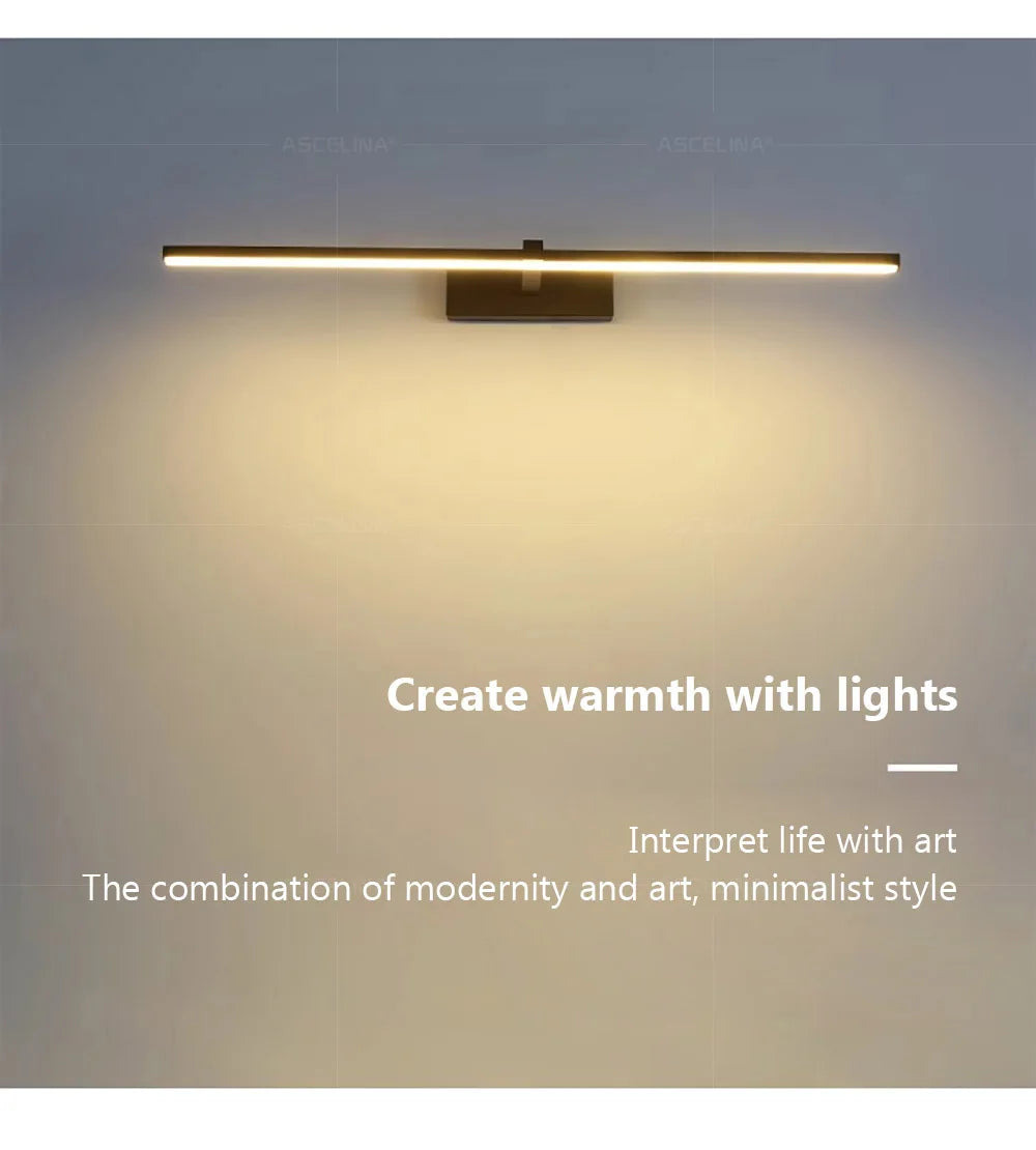 LED Wall Lamp 40/80/100cm Modern Mirror Decor Lighting Long Strip Light For Bathroom Washroom Kitchen Indoor Luminaire Lustre