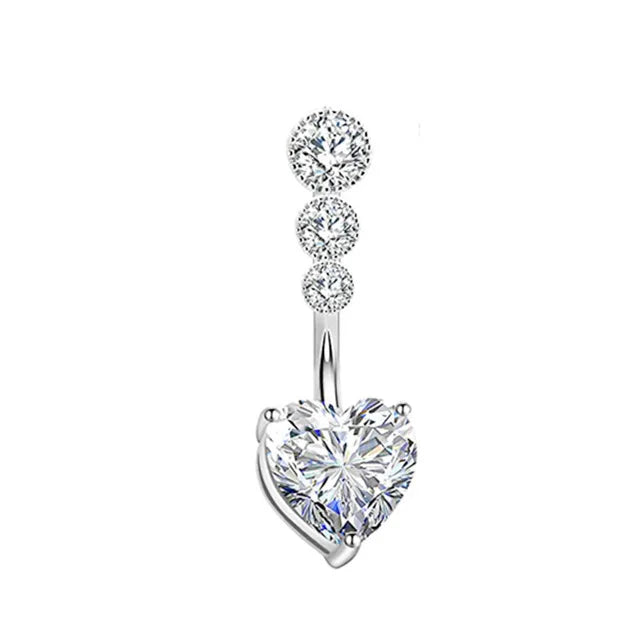 Snake Belly Button Ring Dangle Navel Piercing Ring Heart Belly Ring Zircon Navel Rings Body Piercing Jewelry Umbilical Pircing