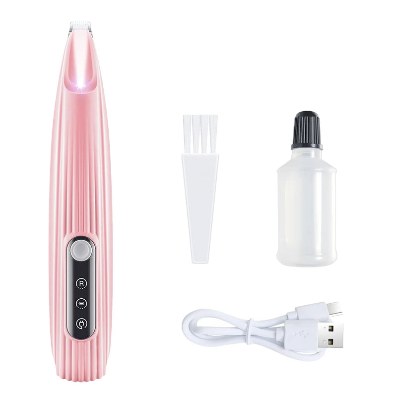 New Dog Paw Trimmer with Led Light Rechargeable Cordless Nail Grinder Shaver for Cats and Other Pets Hair Grooming Tools